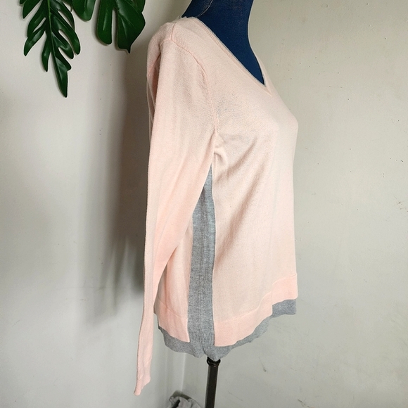 Talbots Layered Look V-neck Pink Grey Sweater NWT - Picture 5 of 9